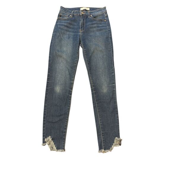 KanCan Women's Mid Rise Blue Fray Hem Denim Skinny Size 5/26 - Picture 1 of 8